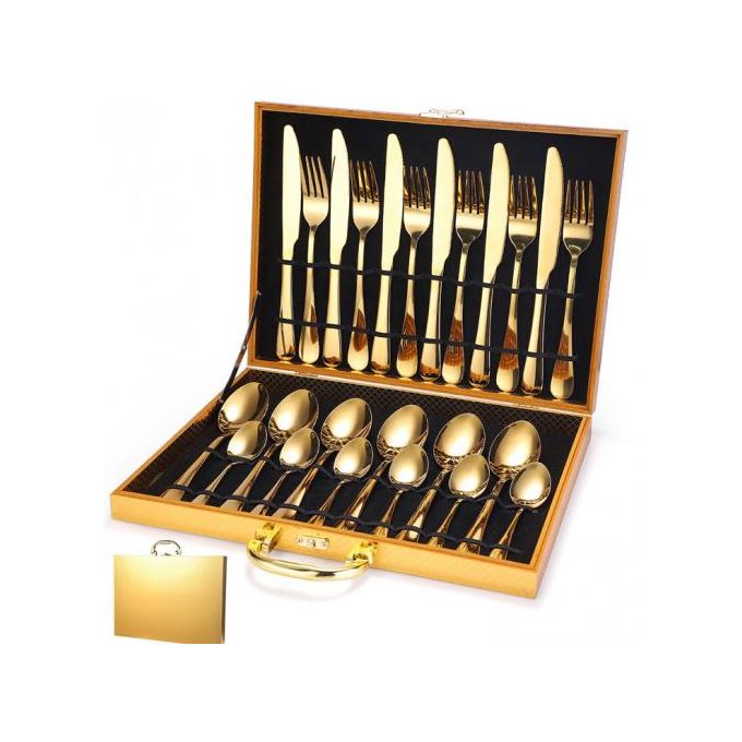 Gold Plated Stainless Steel Spoon & Fork - 24Pcs 52863
