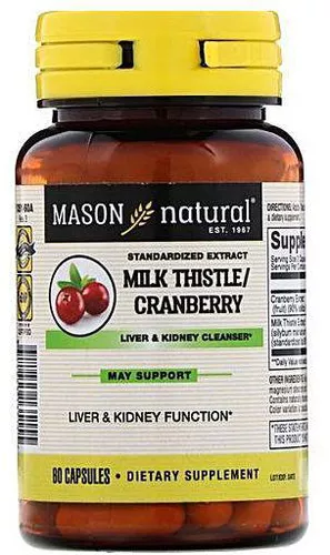 MASON MILK THISTLE CRANBERRY LIVER&KIDNEY*60CAPSULES 55837