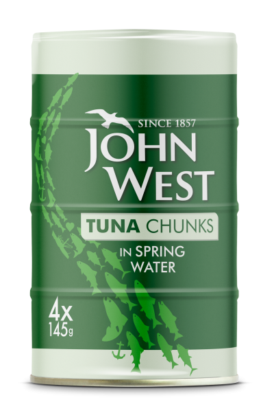 JOHN WEST TUNA CHUNKS IN SPRING WATER 4P 145G 52570