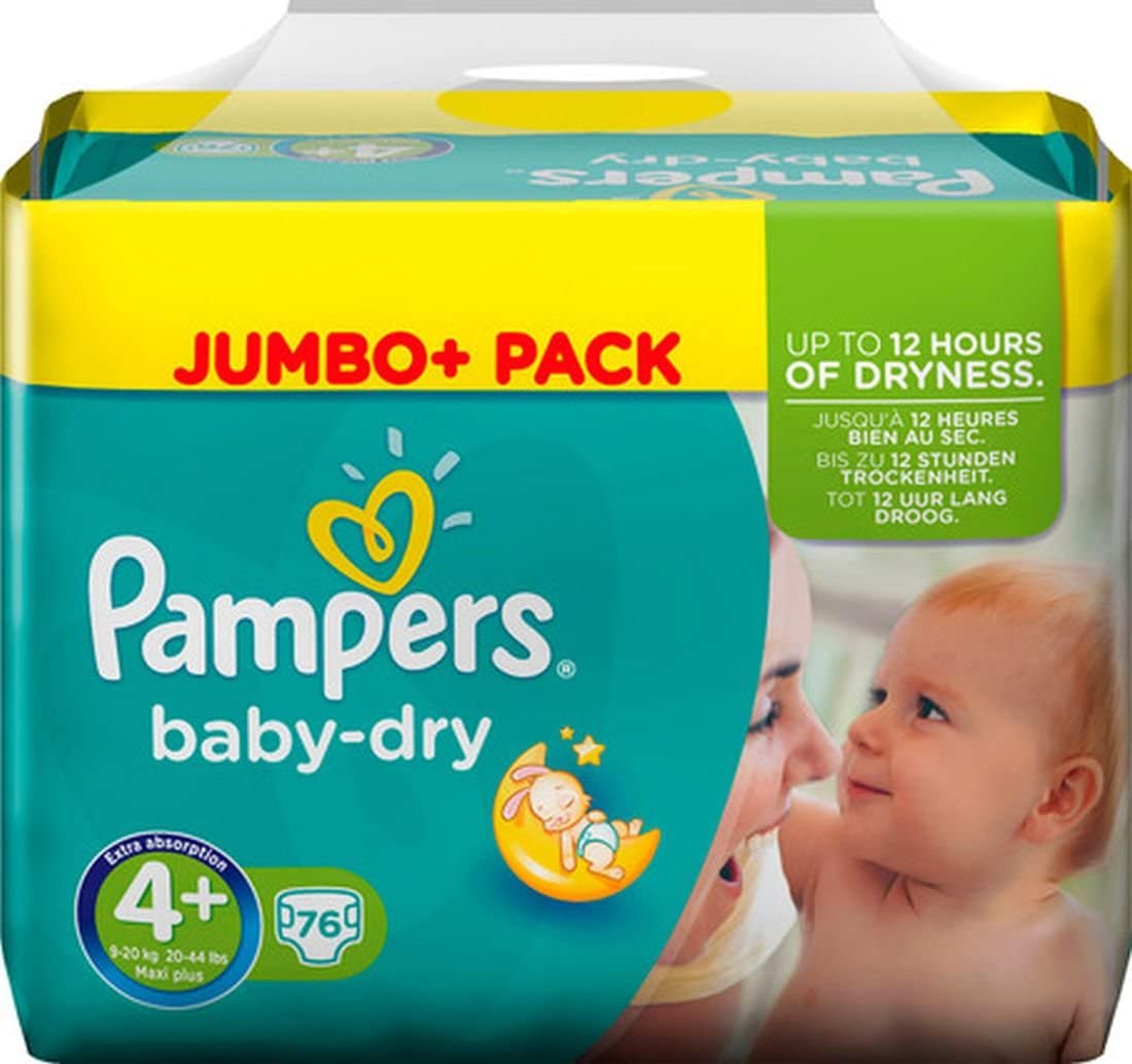 PAMPERS BABY DRY 4+ JUMBO 76 PACK 52354