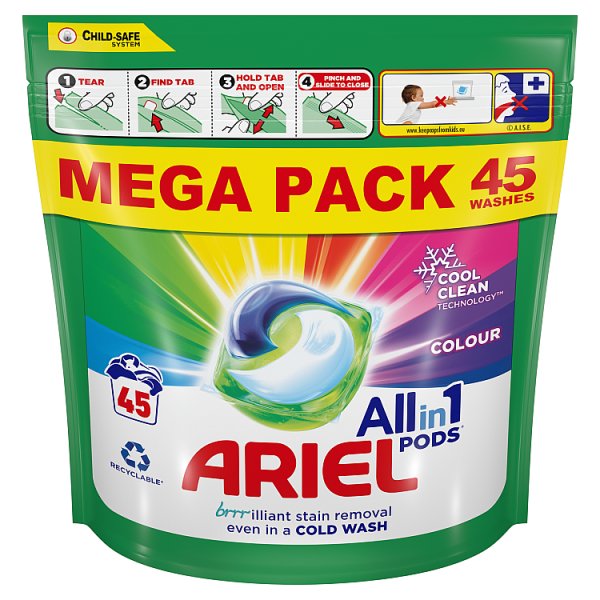 ARIEL COLOUR ALL IN 1 PODS WASHING LIQUI 45CL 37162
