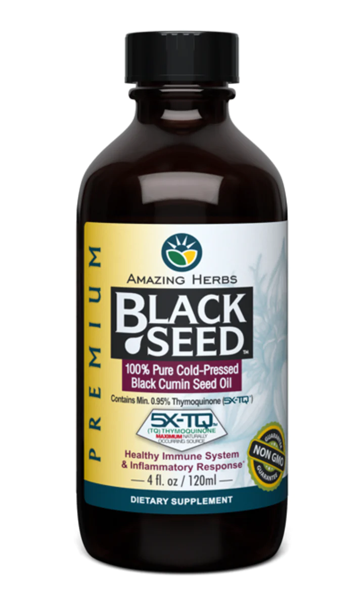 AMAZING HERBS PREMIUM 100% PURE COLD-PRESSED BLACK SEED OIL 500MG*120ML 55970