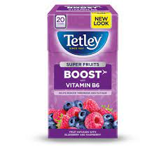 TETLEY SUPERFRUIT BOOST BLUEBRRY & RASP TEA 4X20'S 53942