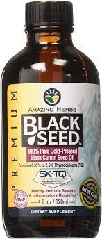 AMAZING HERBS PREMIUM 100% PURE COLD-PRESSED BLACK SEED OIL 500MG*120ML 55969